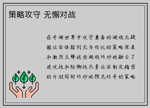 策略攻守 无懈对战