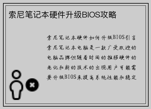 索尼笔记本硬件升级BIOS攻略